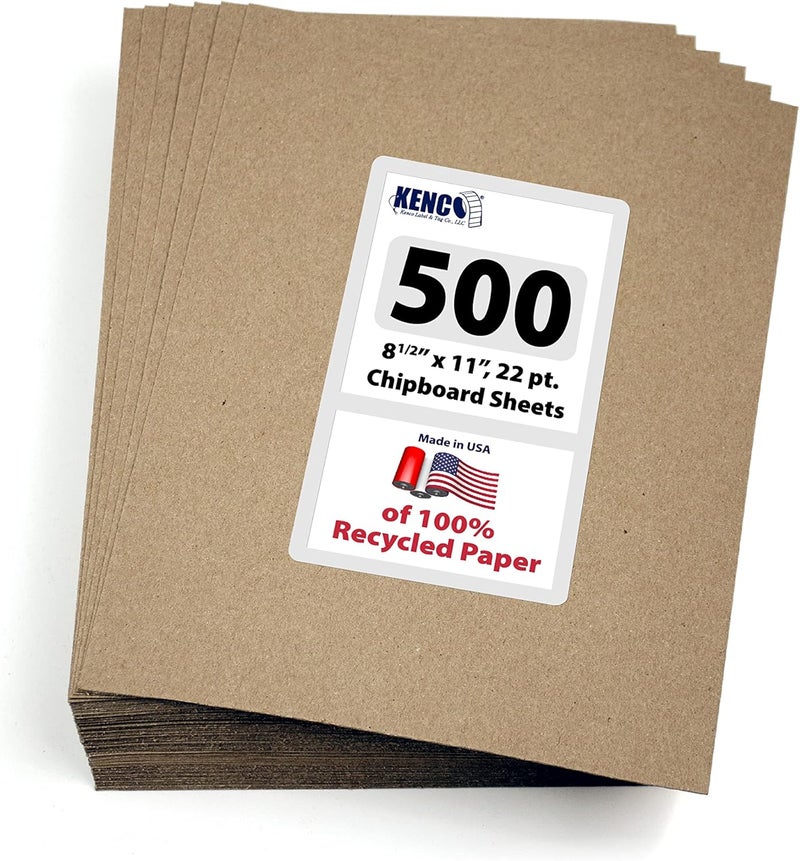 KENCO Chipboard Sheets 8.5" x 11" - 100 Sheets at 22 Point Chip Board for Crafts and Backers -Great Alternative to MDF Board and Cardboard Sheets - Made in The USA (Kraft 500 Pads) - Image 1